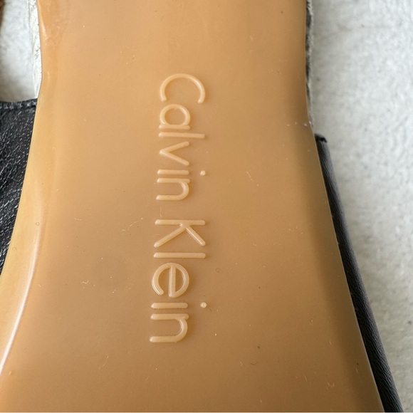 Calvin Klein Giny Black Snakeskin Peep Toe Slingback Heels - Picture 10 of 12